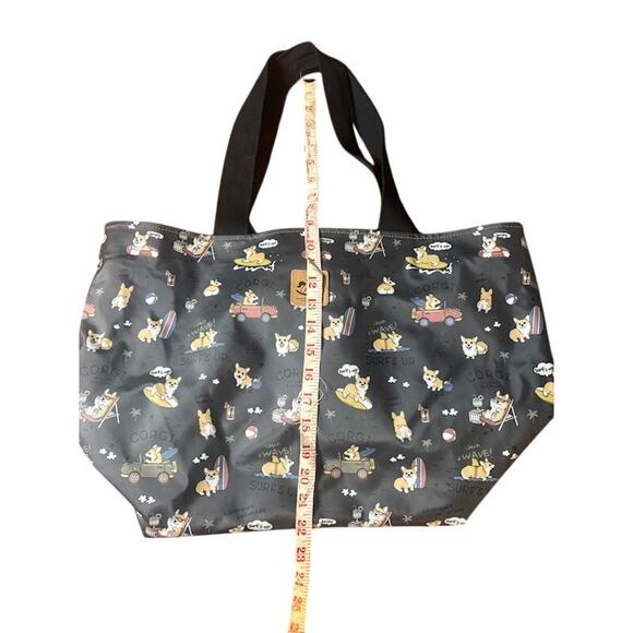 Uma Hana I Love Corgis Dog Tote Waterproof Shoulder Bag Black Brown Large NWOT - Picture 7 of 9